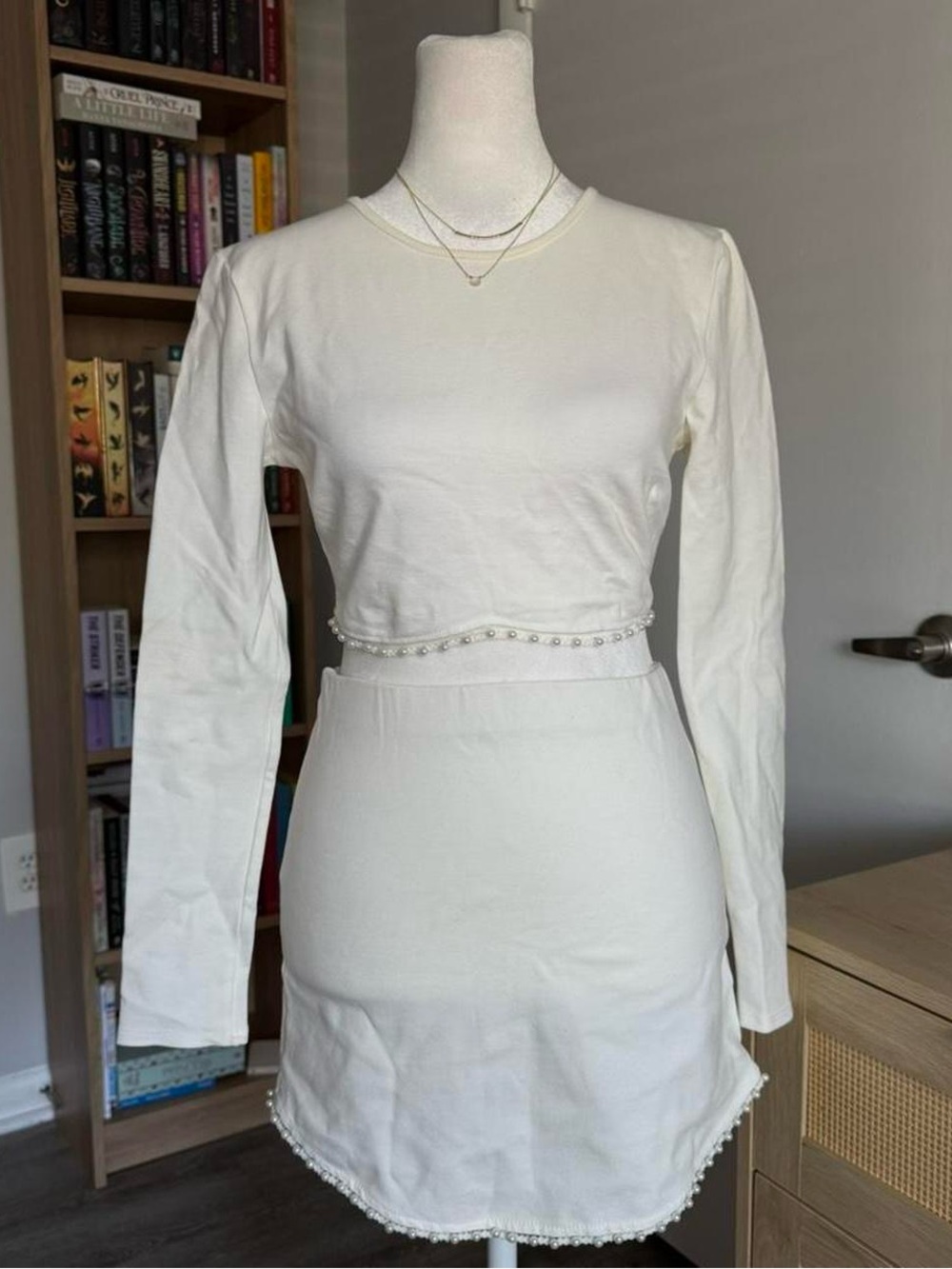 fashion nova white two piece skirt set